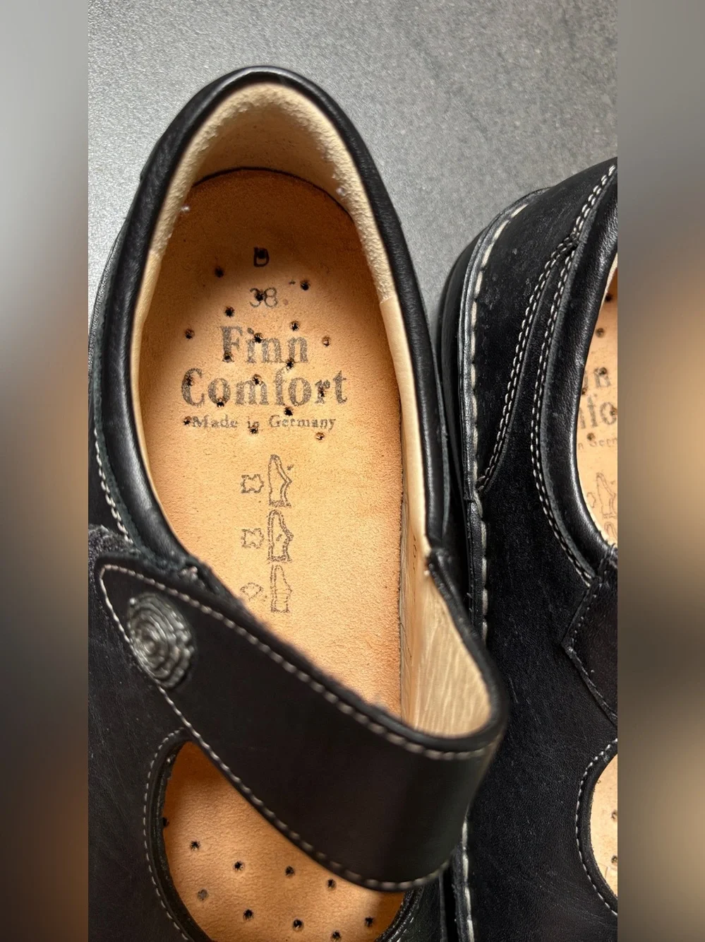 Finn Comfort Kids Black Leather Mary Jane Shoes